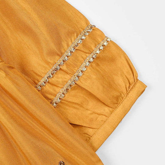 Infant Girls Raw Silk 2 Pcs Rani - Dark Mustard