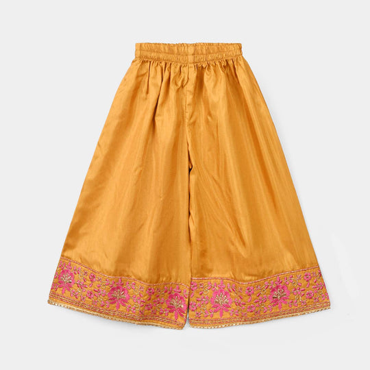 Infant Girls Raw Silk 2 Pcs Rani - Dark Mustard