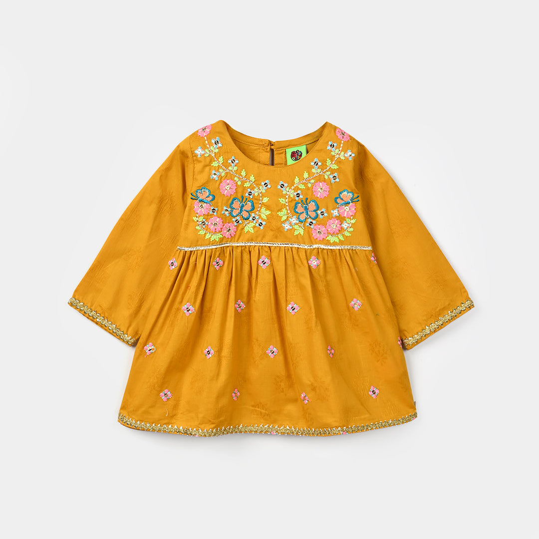 Infant Girls Jacquard 2 Pcs Little Garden - Mustard