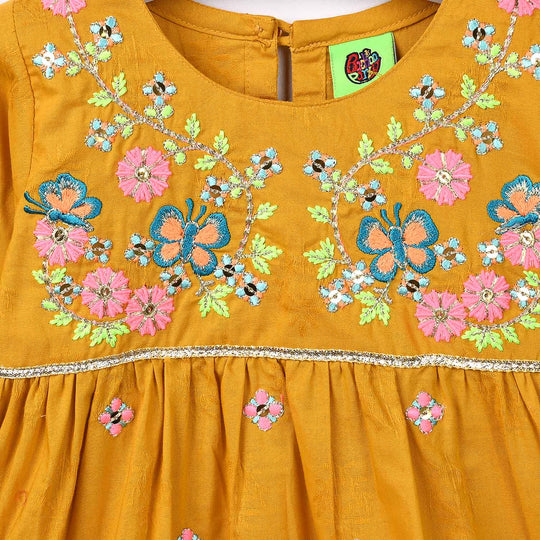 Infant Girls Jacquard 2 Pcs Little Garden - Mustard