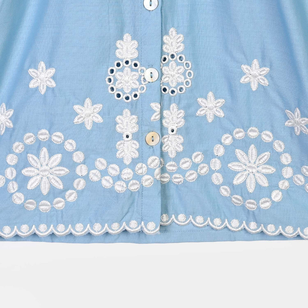 Girls Cotton Emb Top Sky-Dream.Blue