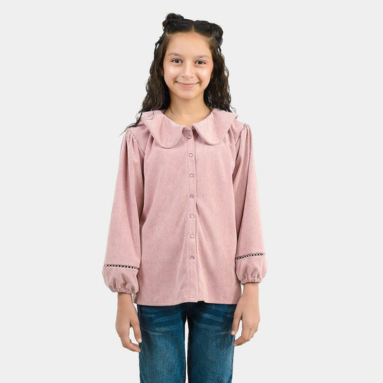 Girls Corduroy Casual Top Flamingo-T.Pink