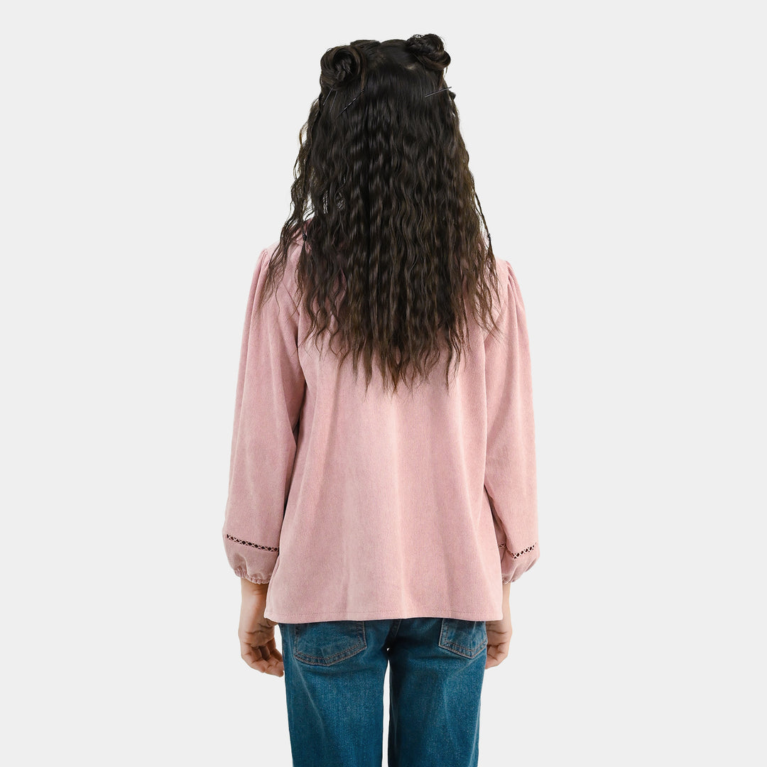 Girls Corduroy Casual Top Flamingo-T.Pink
