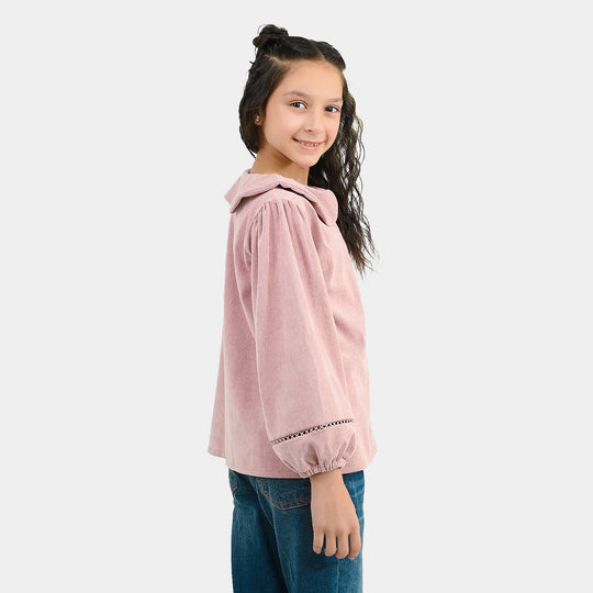 Girls Corduroy Casual Top Flamingo-T.Pink