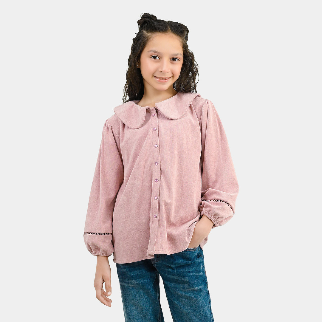 Girls Corduroy Casual Top Flamingo-T.Pink