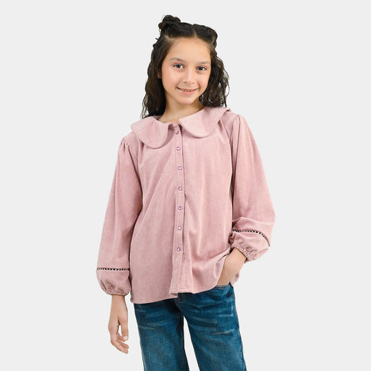 Girls Corduroy Casual Top Flamingo-T.Pink