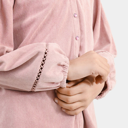 Girls Corduroy Casual Top Flamingo-T.Pink