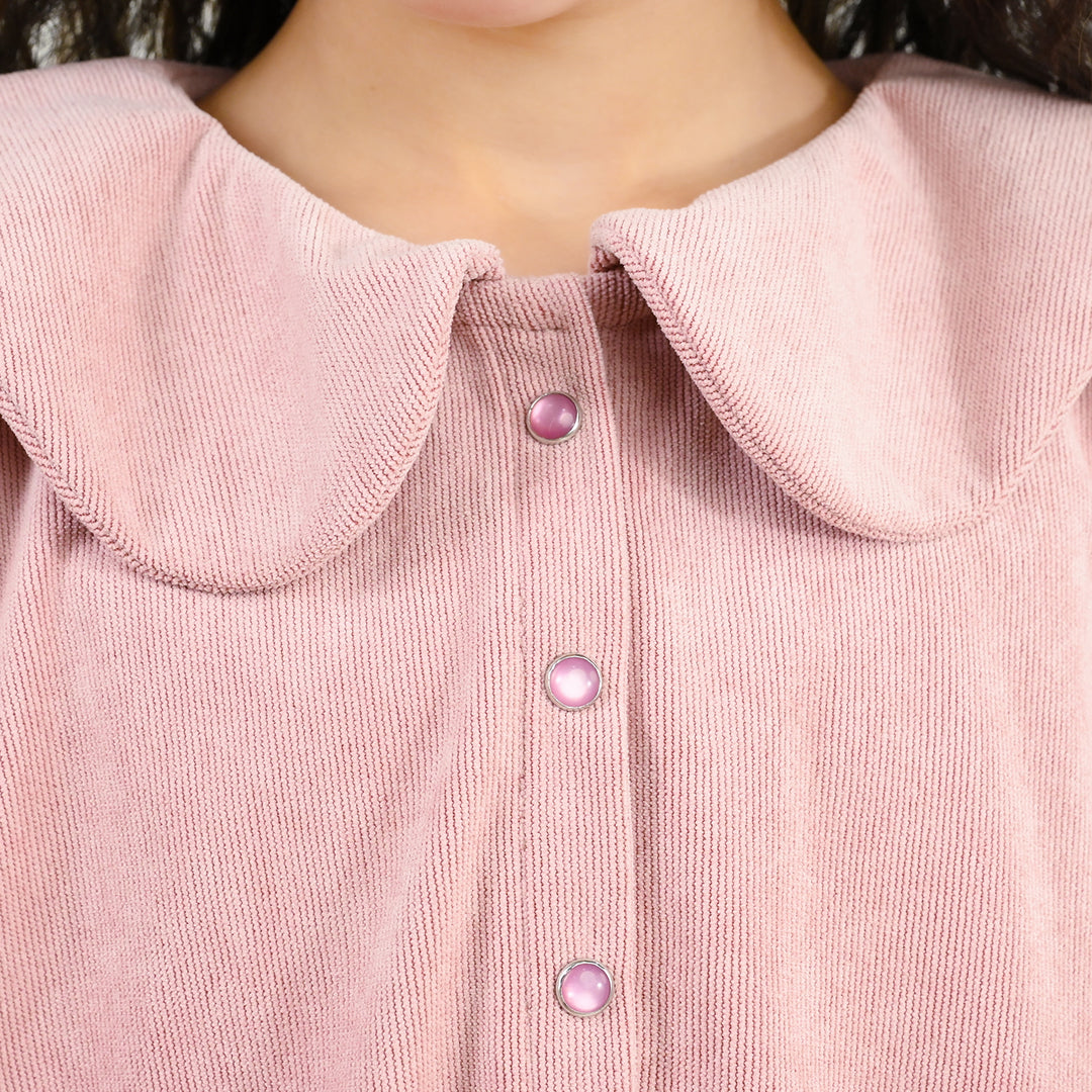 Girls Corduroy Casual Top Flamingo-T.Pink