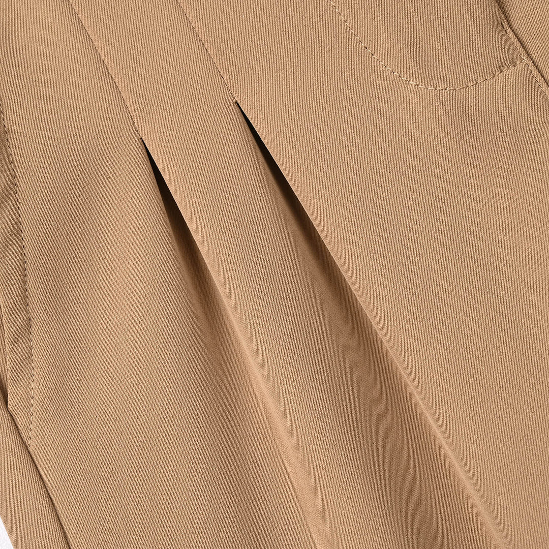 Girls Polyester Pant Pleats-BROWN