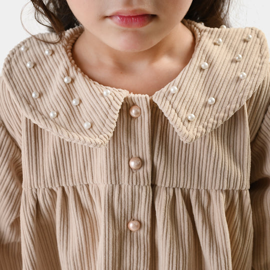 Girls Gauze Co-Ord Set Swan-BEIGE