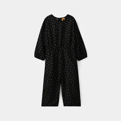 Girls Polyester Jumpsuit Lilies - Black