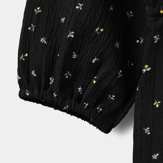 Girls Polyester Jumpsuit Lilies-BLACK