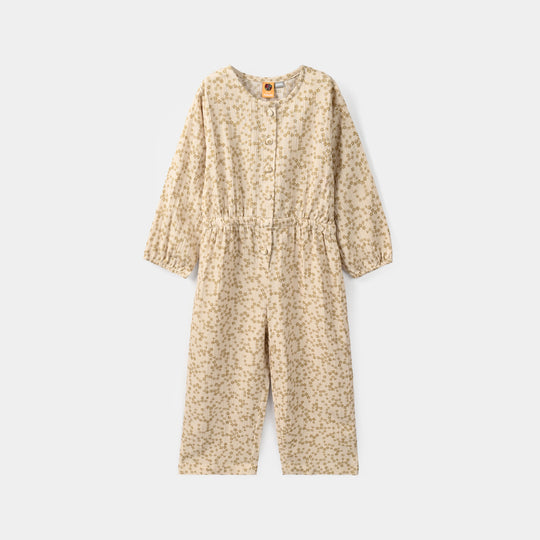 Girls Polyester Jumpsuit Bohemian-BEIGE