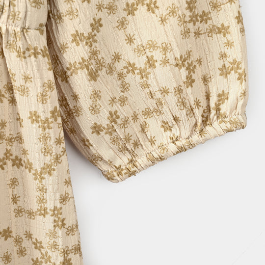 Girls Polyester Jumpsuit Bohemian-BEIGE