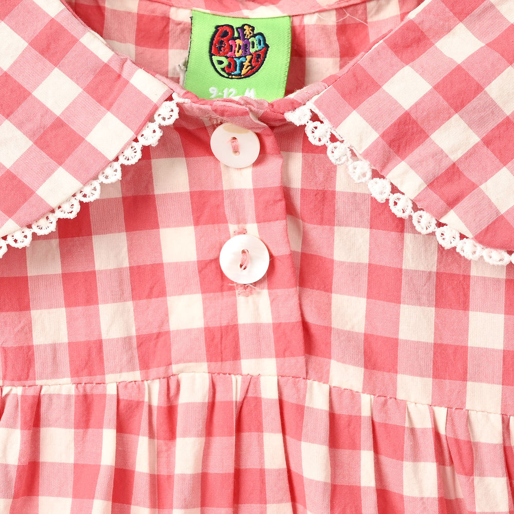 Infant Girls Cotton Casual Frock Raspberry-Pink