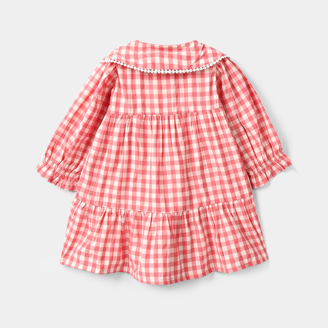 Infant Girls Cotton Casual Frock Raspberry-Pink