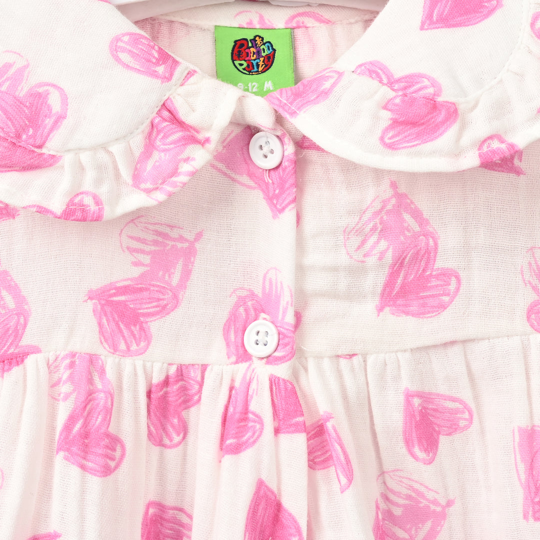Infant Girls Gauze Casual Frock - Hearts
