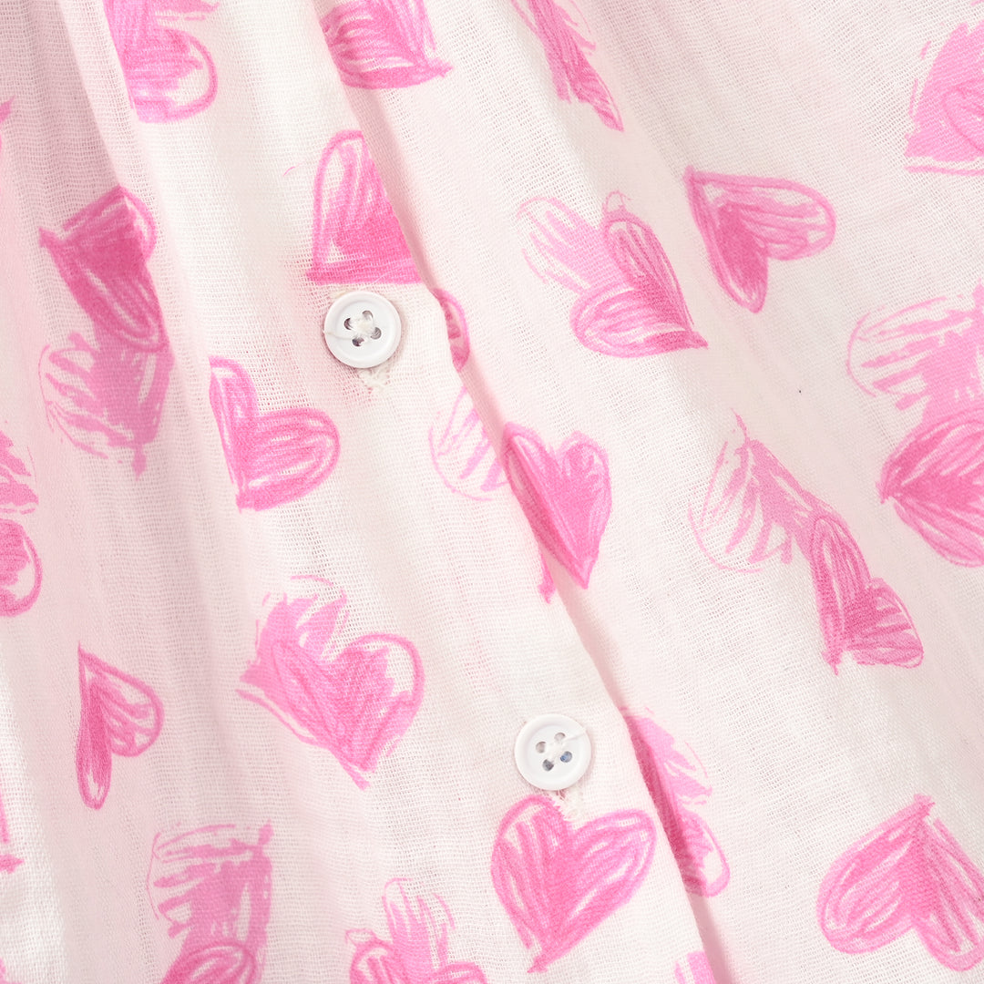 Infant Girls Gauze Casual Frock - Hearts