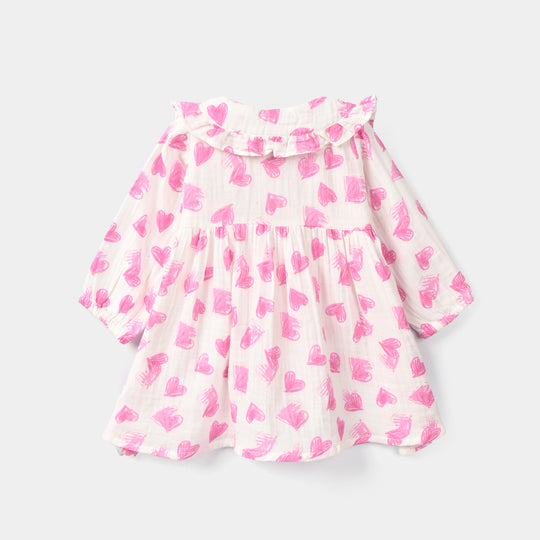 Infant Girls Gauze Casual Frock - Hearts