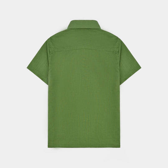 Boys Cotton Slub Shirt H/S (Rang-E-Azadi)-Green