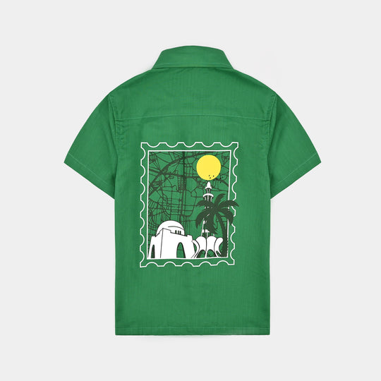 Boys Cotton Slub Shirt H/S (Azadi)-Green