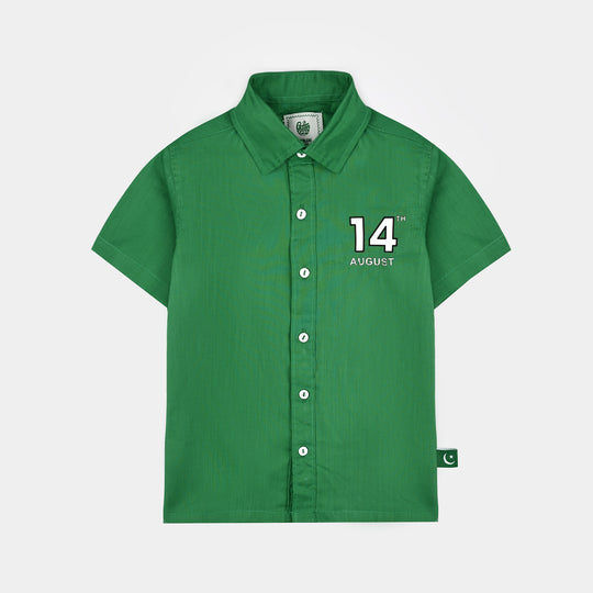 Boys Cotton Slub Shirt H/S (Azadi)-Green