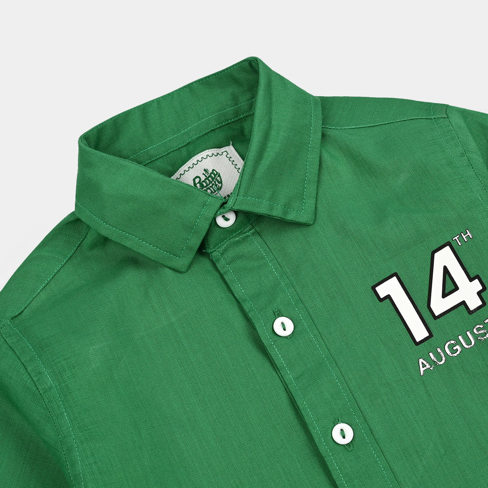 Boys Cotton Slub Shirt H/S (Azadi)-Green