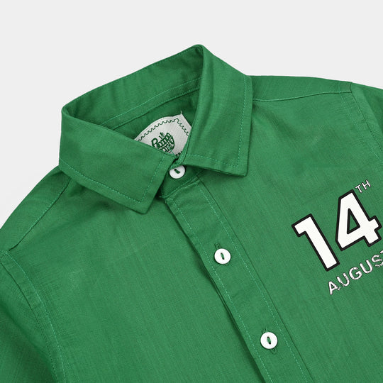 Boys Cotton Slub Shirt H/S (Azadi)-Green
