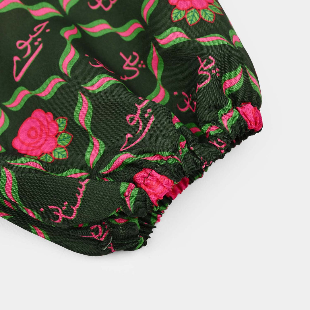 Girls Poly Lawn Ind 2Pcs Pink Flower-Green