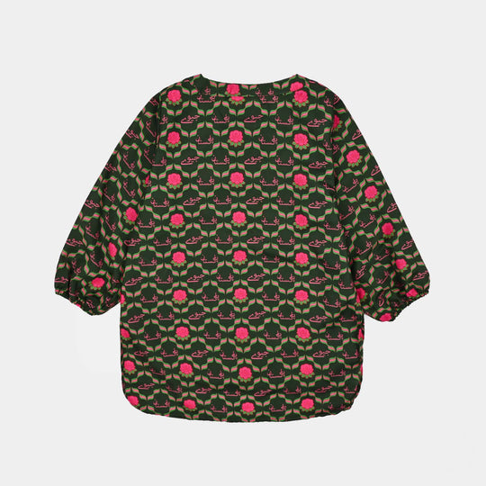 Girls Poly Lawn Ind 2Pcs Pink Flower-Green