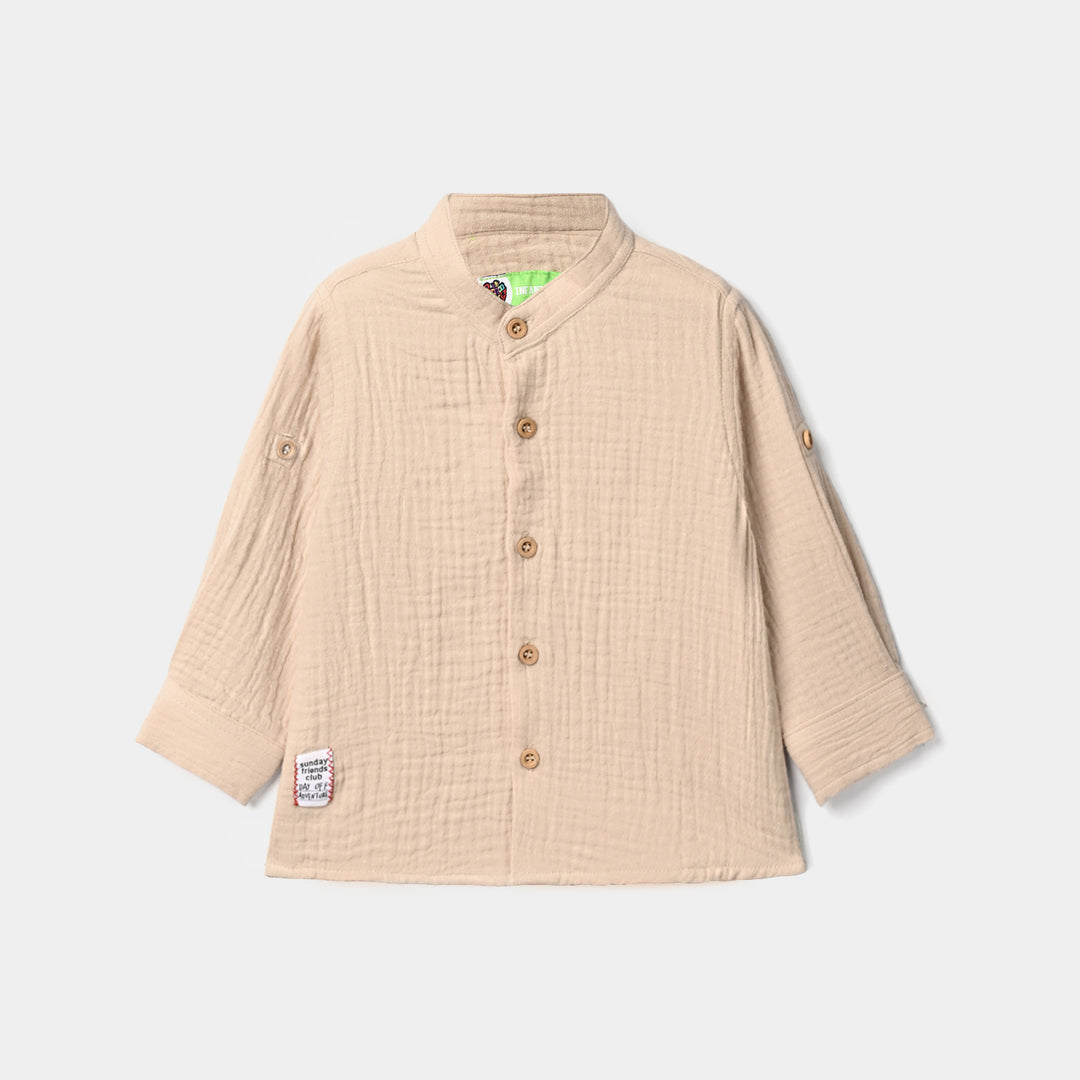 Infant Boys Gauze Shirt (Sunday Friend Club)-BEIGE
