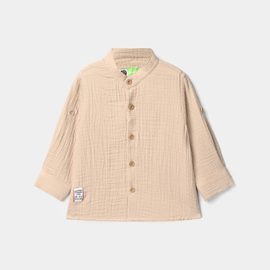 Infant Boys Gauze Shirt (Sunday Friend Club)-BEIGE