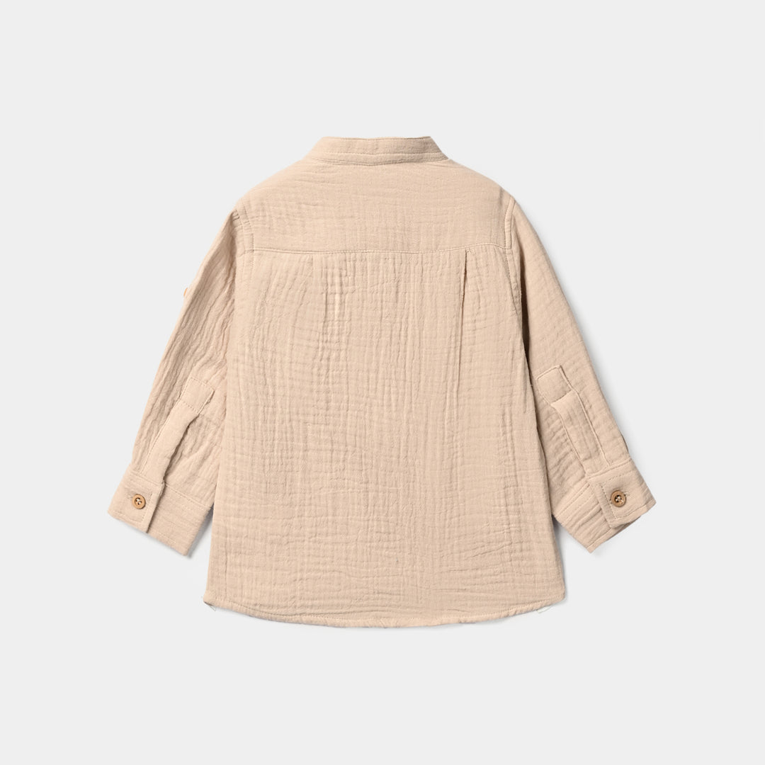 Infant Boys Gauze Shirt (Sunday Friend Club)-BEIGE