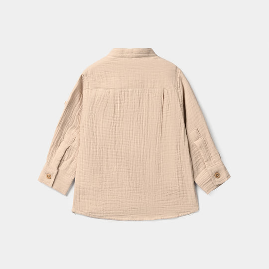 Infant Boys Gauze Shirt (Sunday Friend Club)-BEIGE