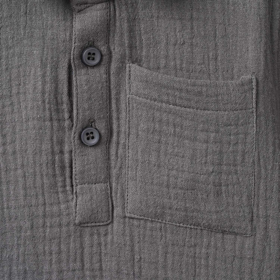 Infant Boys Gauze Shirt F/S (Solid Gauze)-GREY