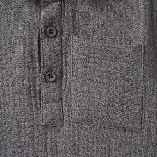 Infant Boys Gauze Shirt F/S (Solid Gauze)-GREY