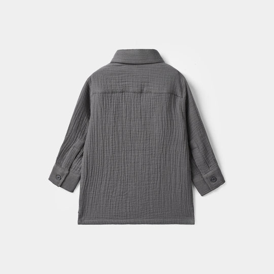 Infant Boys Gauze Shirt F/S (Solid Gauze)-GREY
