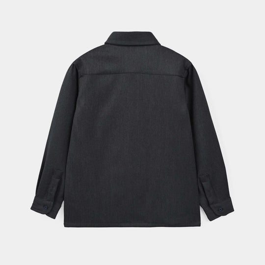 Boys Poly Cotton Shirt F/S (Onyx)-D/GREY