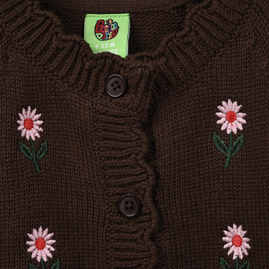 Infant Girls Acrylic Cord Set Flower Street-BROWN