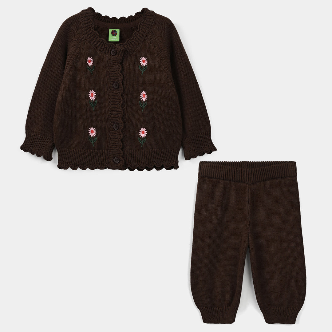 Infant Girls Acrylic Cord Set Flower Street-BROWN