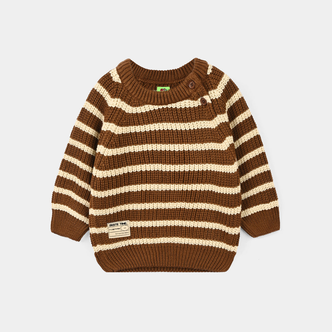 Infant Boys Acrylic Sweater Brownie-BROWN