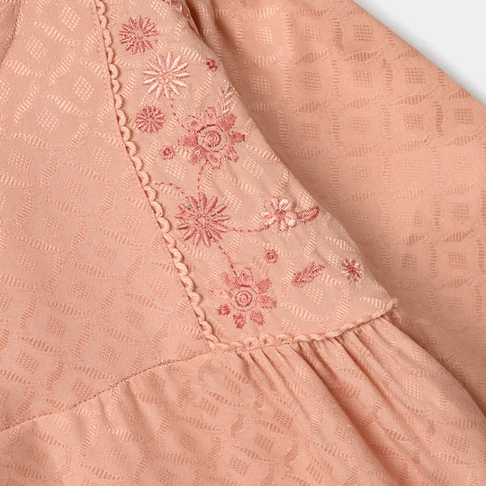 Girls Jacquard Emb Top Bloom - Peach