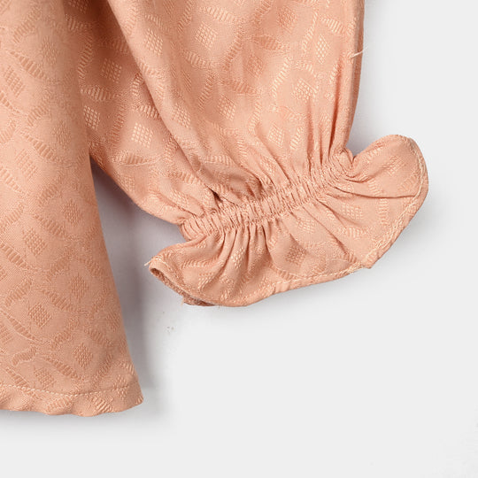 Girls Jacquard Emb Top Bloom - Peach