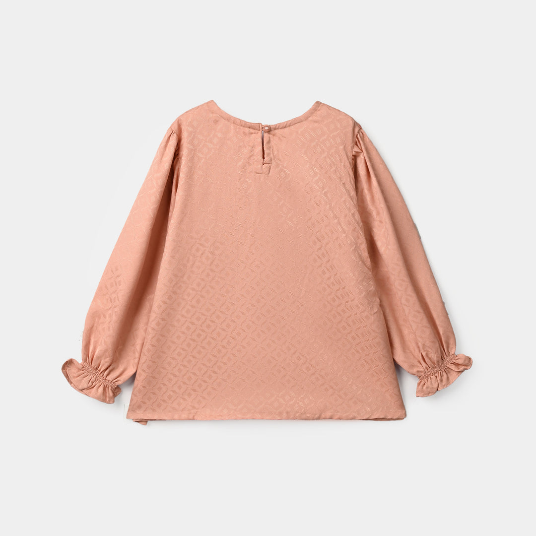 Girls Jacquard Emb Top Bloom - Peach