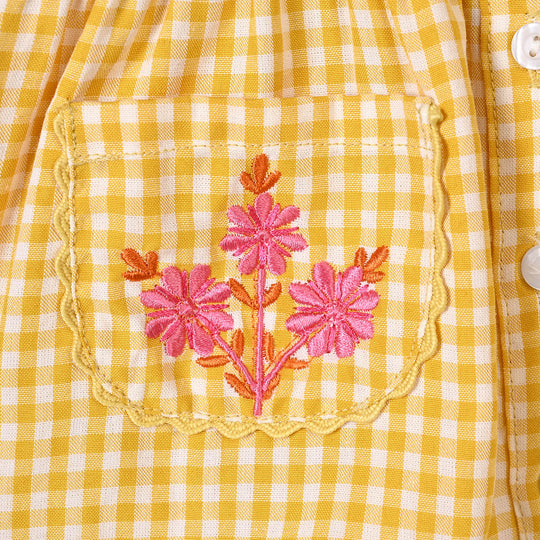 Infant Girls Polyester Emb Top SugarPlum-Yellow