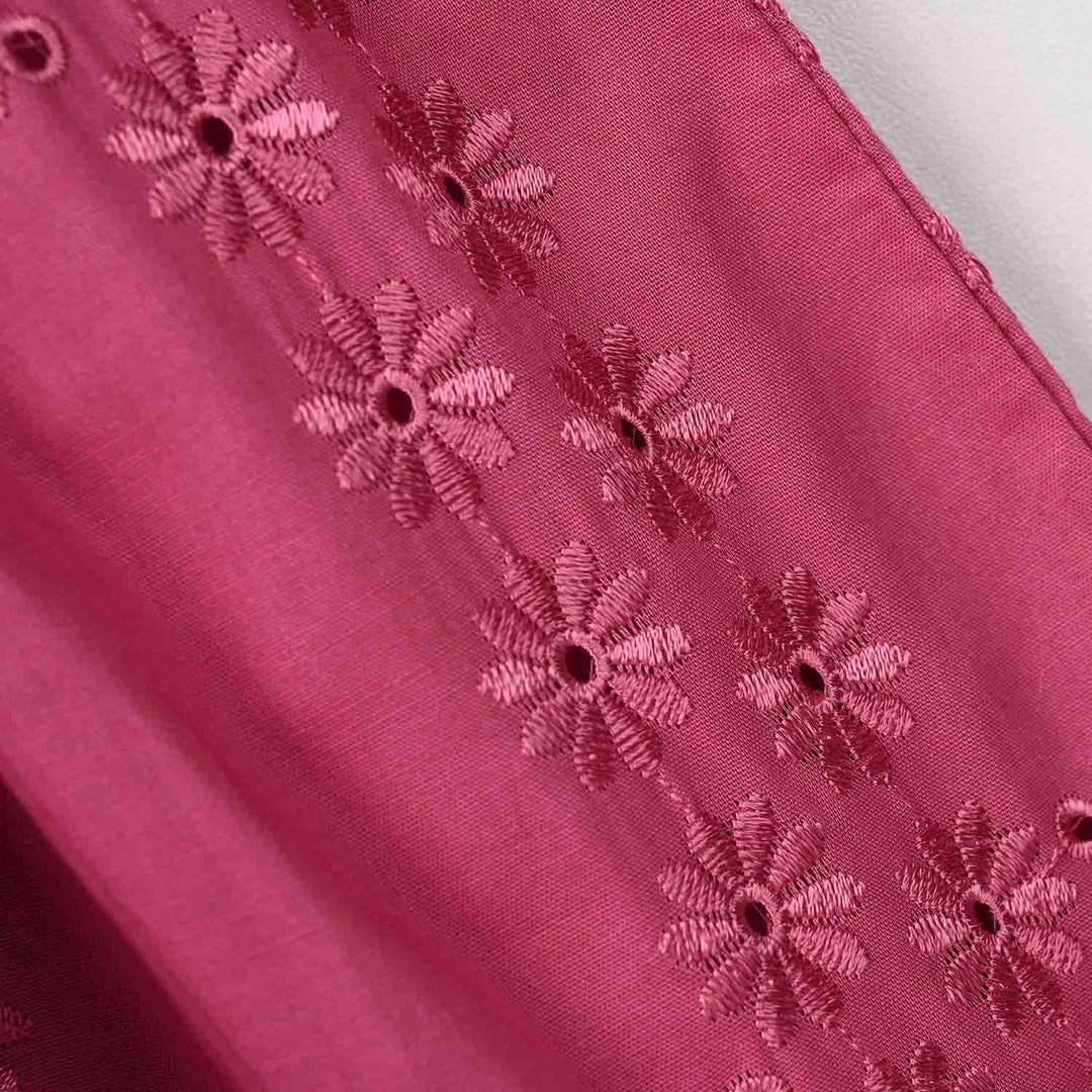 Girls Chicken Kari Emb Frock Daisy-Pink
