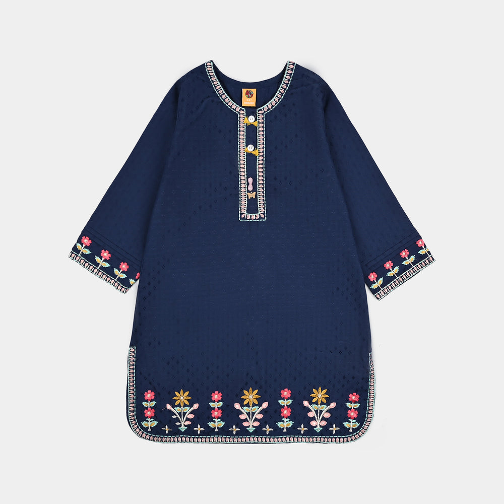 Girls Jacquard Emb 2Pcs Classy-Navy Blue