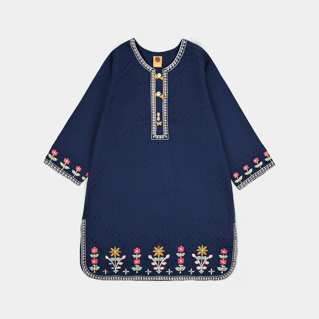 Girls Jacquard Emb 2Pcs Classy-Navy Blue