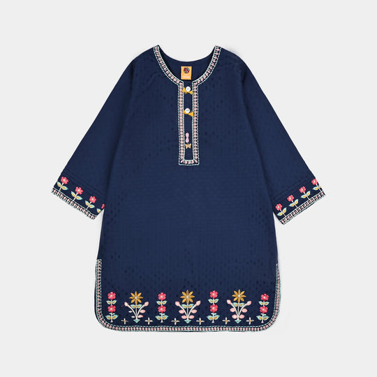Girls Jacquard Emb 2Pcs Classy-Navy Blue