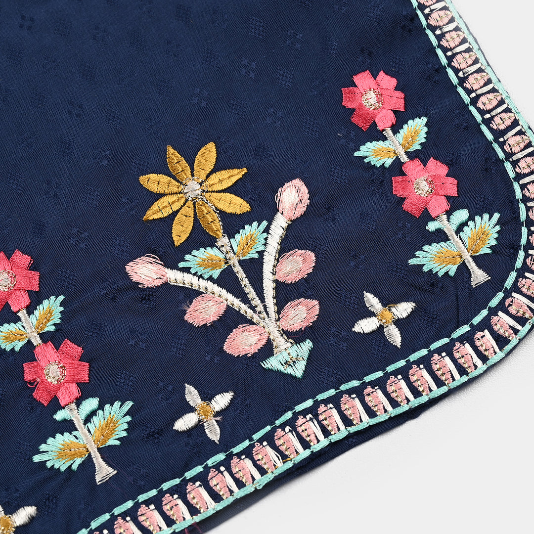 Girls Jacquard Emb 2Pcs Classy-Navy Blue